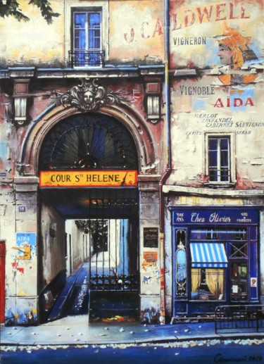 Schilderij getiteld "Chez Olivier" door Leszek Gaczkowski, Origineel Kunstwerk, Olie