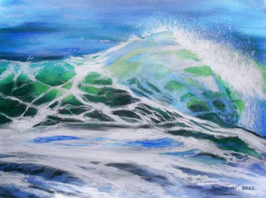 Painting titled "Ocean 1 / 21" by Leszek Gaczkowski, Original Artwork, Pastel