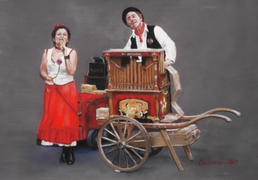 Painting titled "Organ grinders" by Leszek Gaczkowski, Original Artwork, Gouache