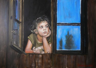Painting titled "The dream window" by Leszek Gaczkowski, Original Artwork, Oil