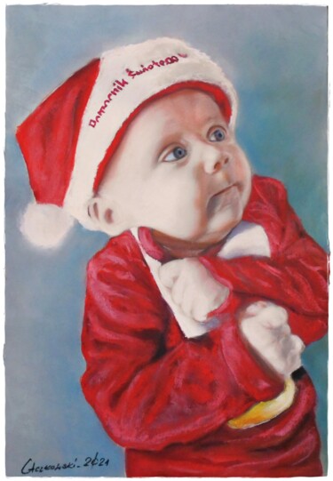 Картина под названием "Pola - Santa's Help…" - Leszek Gaczkowski, Подлинное произведение искусства, Пастель
