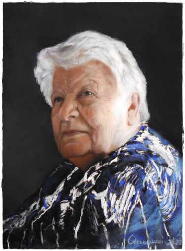 Painting titled "My mother Danusia" by Leszek Gaczkowski, Original Artwork, Pastel