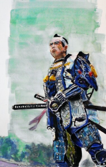 Pintura titulada "Samurai - study 4" por Leszek Gaczkowski, Obra de arte original, Gouache