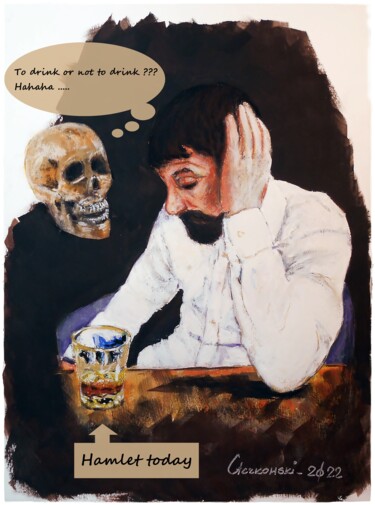 Peinture intitulée "Hamlet" par Leszek Gaczkowski, Œuvre d'art originale, Gouache