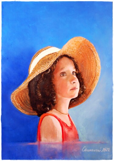 Painting titled "Portrait - Emma" by Leszek Gaczkowski, Original Artwork, Pastel