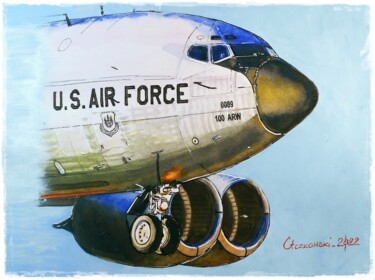 Pittura intitolato "Air Force" da Leszek Gaczkowski, Opera d'arte originale, Acquarello