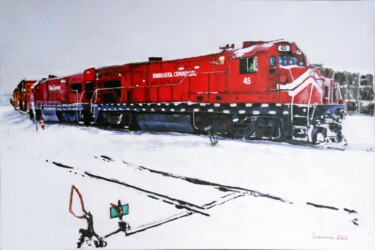 Painting titled "GE B23-7 Minnesota…" by Leszek Gaczkowski, Original Artwork, Oil