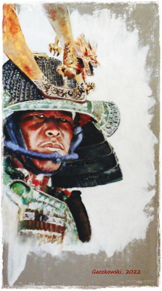 Pittura intitolato "Samurai - study 5" da Leszek Gaczkowski, Opera d'arte originale, Olio