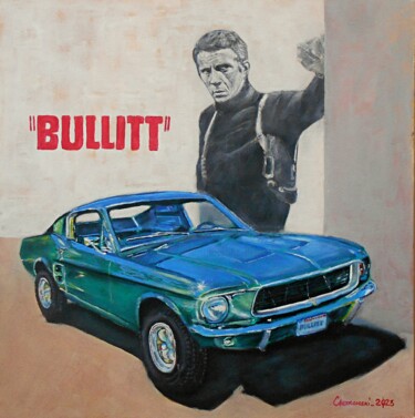 Schilderij getiteld "1967 Mustang Fastba…" door Leszek Gaczkowski, Origineel Kunstwerk, Olie