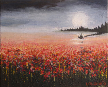 Painting titled "coquelicots" by Letailleur-H, Original Artwork, Acrylic Mounted on Cardboard