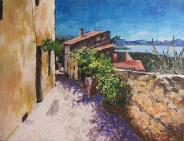 Painting titled "miramas le vieux -01" by Letailleur-H, Original Artwork, Acrylic Mounted on Cardboard