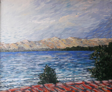 Painting titled "vue sur le golfe" by Letailleur-H, Original Artwork, Acrylic