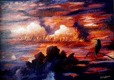 Peinture intitulée "crépuscule" par Letailleur-H, Œuvre d'art originale, Acrylique Monté sur Châssis en bois