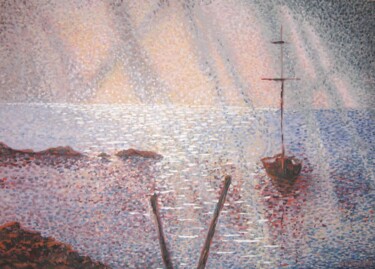 Pintura titulada "velero anclado" por Letailleur-H, Obra de arte original, Acrílico