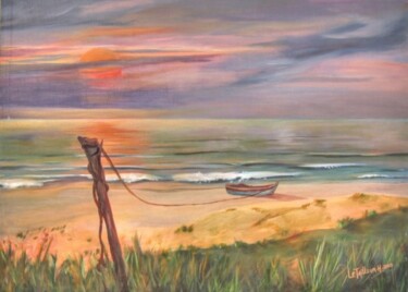 Painting titled "atardecer playero" by Letailleur-H, Original Artwork, Oil
