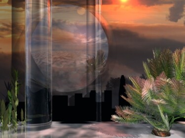Arts numériques intitulée "colonnes verre" par Letailleur-H, Œuvre d'art originale, Modélisation 3D