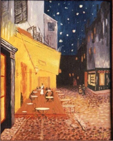 Peinture intitulée "terrasse de café la…" par Letailleur-H, Œuvre d'art originale, Huile