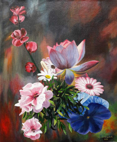 Peinture intitulée "floral-B" par Letailleur-H, Œuvre d'art originale, Acrylique