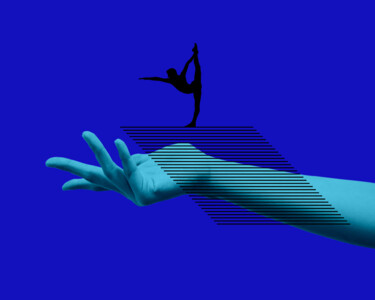 Arte digital titulada "Il palco nella mano" por Lethereum, Obra de arte original, Collages digitales Montado en Bastidor de…