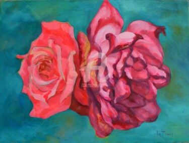 Painting titled "fleure.jpg" by Le Thuy Delmont, Original Artwork, Oil