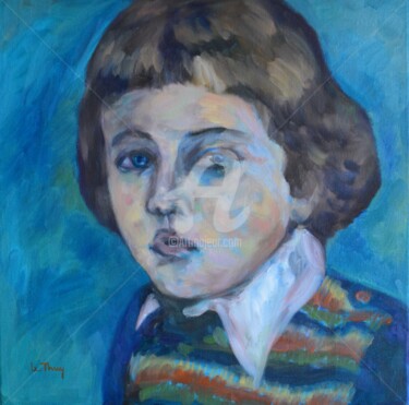 Painting titled "Portrait d'enfant" by Le Thuy Delmont, Original Artwork, Oil