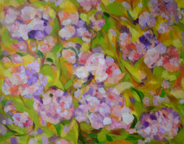 Painting titled "fleurs" by Le Thuy Delmont, Original Artwork, Oil