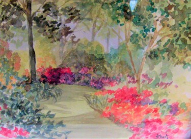 Painting titled "NID DE VERDURE" by Léti, Original Artwork, Watercolor Mounted on Other rigid panel