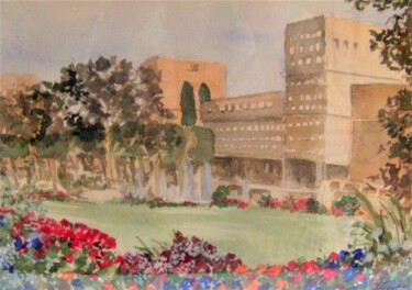 Painting titled "LE HAVRE Jardins au…" by Léti, Original Artwork, Watercolor Mounted on Other rigid panel