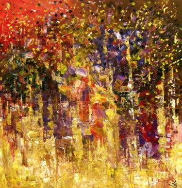 Peinture intitulée "LA CITE D'OR" par Léti, Œuvre d'art originale, Acrylique Monté sur Châssis en bois