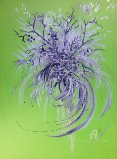Painting titled "BOUQUET SCINTILLANT" by Léti, Original Artwork, Acrylic Mounted on Wood Stretcher frame