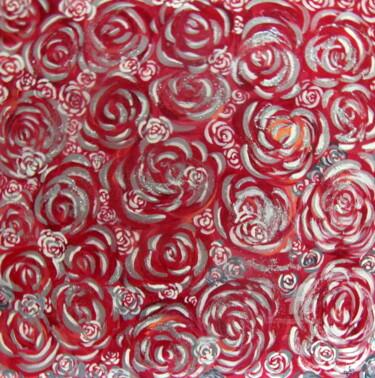Painting titled "LES ROSES ROUGES" by Léti, Original Artwork, Acrylic Mounted on Wood Stretcher frame