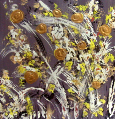 Painting titled "BOUQUET D'OR" by Léti, Original Artwork, Acrylic Mounted on Wood Stretcher frame
