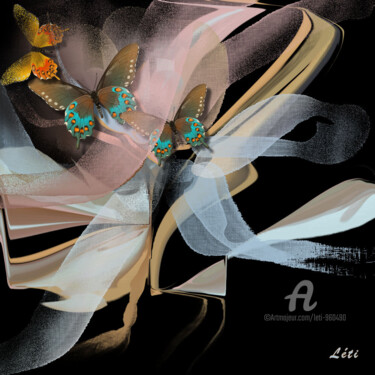 Цифровое искусство под названием "Noeud ... papillon" - Léti, Подлинное произведение искусства, Цифровая живопись