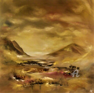 Painting titled "EXODE 2" by Léti, Original Artwork, Oil Mounted on Wood Stretcher frame