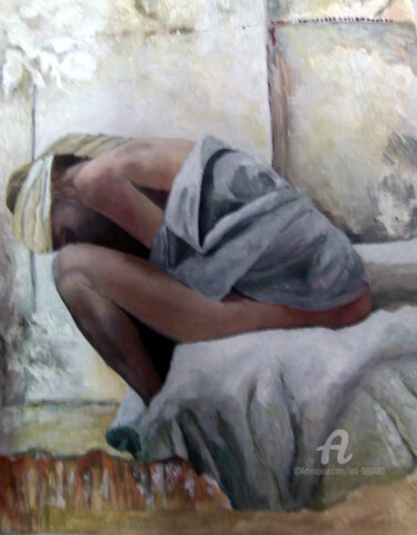 Painting titled "INTROSPECTION" by Léti, Original Artwork, Oil Mounted on Wood Stretcher frame