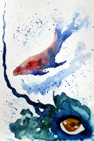 Pintura intitulada "Mar" por Letícia Alves Cardoso, Obras de arte originais, Aquarela