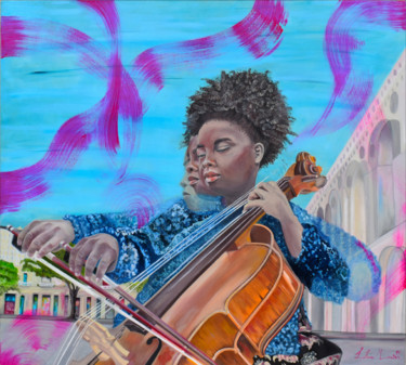 Painting titled "Multi-Cello Kely" by Letícia Mercier, Original Artwork, Acrylic
