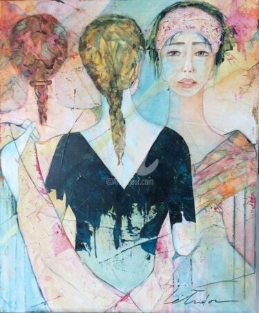 Peinture intitulée "Soeurs de coeur" par Létidor, Œuvre d'art originale, Acrylique Monté sur artwork_cat.