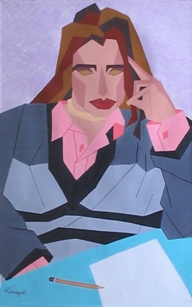 Peinture intitulée "Autoritratto" par Letizia Romagnoli, Œuvre d'art originale