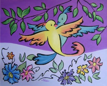 Pintura intitulada "Incontro nel volo" por Letizia Romagnoli, Obras de arte originais