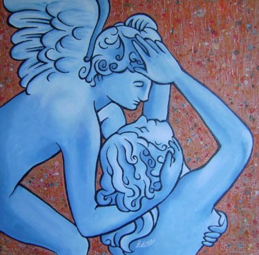 Pintura intitulada "Amore e Psiche - om…" por Letizia Romagnoli, Obras de arte originais