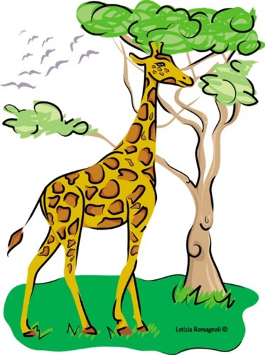 Arte digitale intitolato "Collolungo la giraf…" da Letizia Romagnoli, Opera d'arte originale
