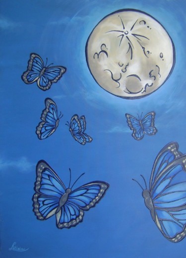 Pittura intitolato "Le farfalle del cie…" da Letizia Romagnoli, Opera d'arte originale