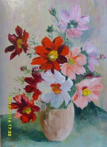 Peinture intitulée "Vase et fleurs" par Le Tobi, Œuvre d'art originale