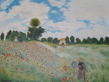 Painting titled ""Coquelicots"" by Le Tobi, Original Artwork, Oil