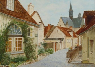 Peinture intitulée "Entrée Village de M…" par Le Tobi, Œuvre d'art originale