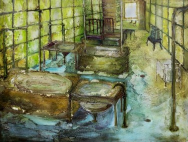 Malerei mit dem Titel "wet room" von Martine L'Etoile, Original-Kunstwerk