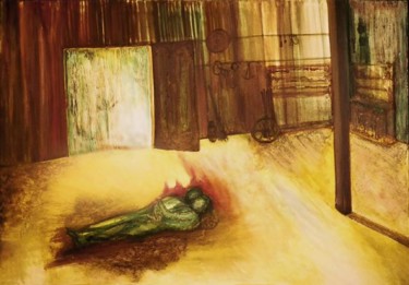 Pintura titulada "woman with injured…" por Martine L'Etoile, Obra de arte original, Oleo