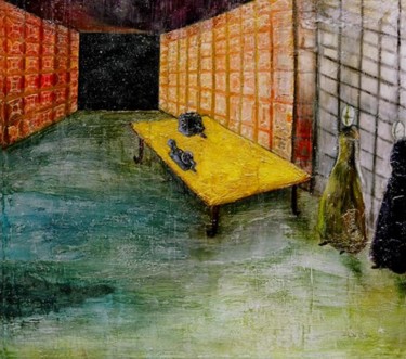 Malerei mit dem Titel "we entered the room…" von Martine L'Etoile, Original-Kunstwerk, Öl