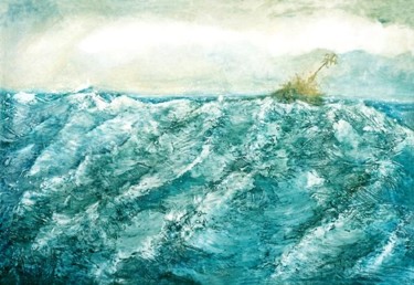 Painting titled "wave V" by Martine L'Etoile, Original Artwork, Oil